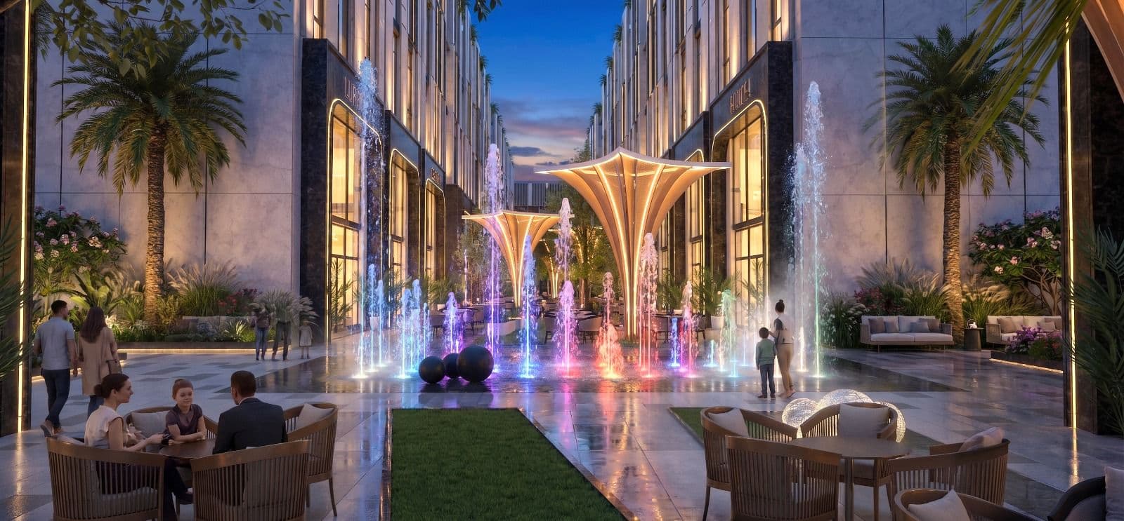 CBD NSIT Pulse Central Landscaped Promenade with Musical Fountains